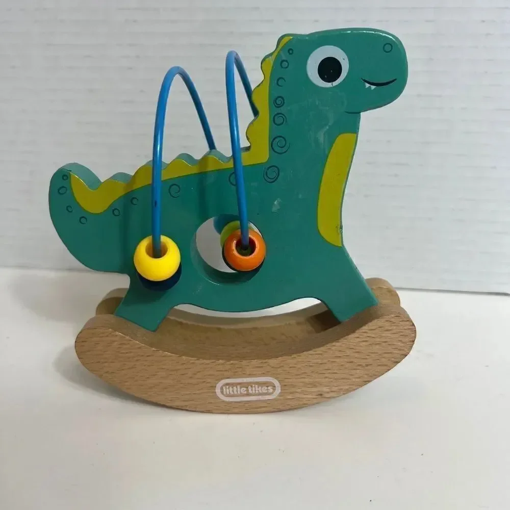 LITTLE TIKES Wooden Critters Dino Busy Beads Baby Toy 12m+ Rocking Dinosaur